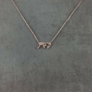 Authentic World Map ROSE GOLD Plated Necklace USA Europe Globe Continents Borders Country