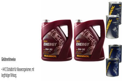 10L Motoröl MANNOL Energy 5W-30 2x MANNOL Leak-Stop ADDITIV+Motor Flush