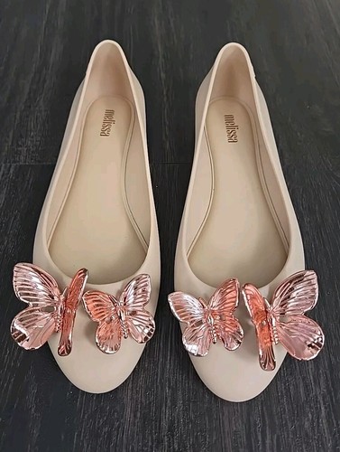 Ballerine Melissa bambola 3D oro rosa farfalle misura 7. Nuovo senza scatola - Foto 2 di 5