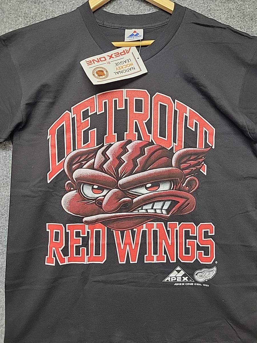 Retro Detroit Red Wings T Shirt VINTAGE Detroit Red Wings T Shirt Mens  Large Black Apex, image size:900x1200