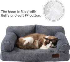 24" Dog/Cat Couch,Fluffy Plush Pet Bed,Soft Calming Comfy Fluffy Sofa Bed for Pe