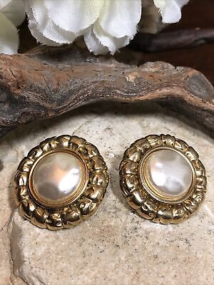 誠実 tone Gold GIVENCHY Vintage Framed 1/8 1 27.5g, Earrings Clip Pearl Faux アクセサリー