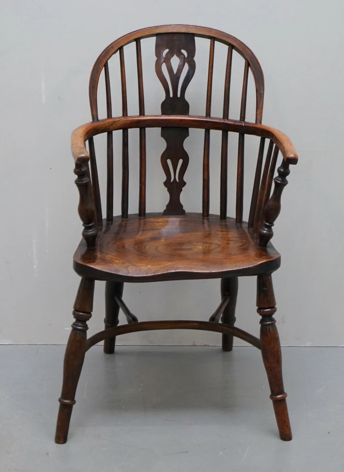 1 DE 6 SILLONES WINDSOR OLMO MACIZO CIRCA 1860 MUEBLES DE CASA DE CAMPO INGLESA Foto 3 de 4