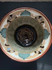 Mid-century Pottery Bowl Marked USA Illegible Marking