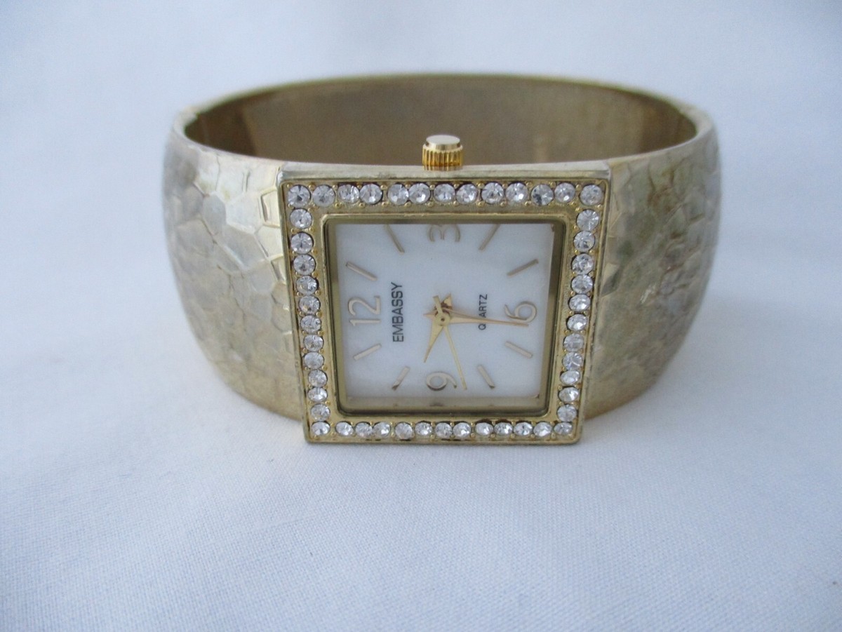 Embassy Gold Watch with Crystal Accents Beautiful gold-tone Embassy watch with crystals – Yourse Vintage main image 2