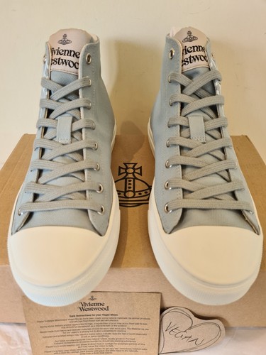 Vivienne Westwood Plimsolls Trainers grey Hi Top Canvas Sneakers Size 42 UK 8 - Picture 7 of 19