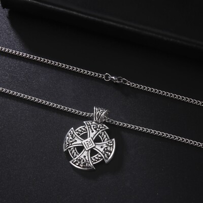 HotCross Pendant Viking Shield Necklace Celtic Knot Christian Druid Jewelry  Gift