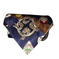 ๐ Tabasco Silk Necktie Multicolor All Over Print Mens Made In USA Size 59โx4โ