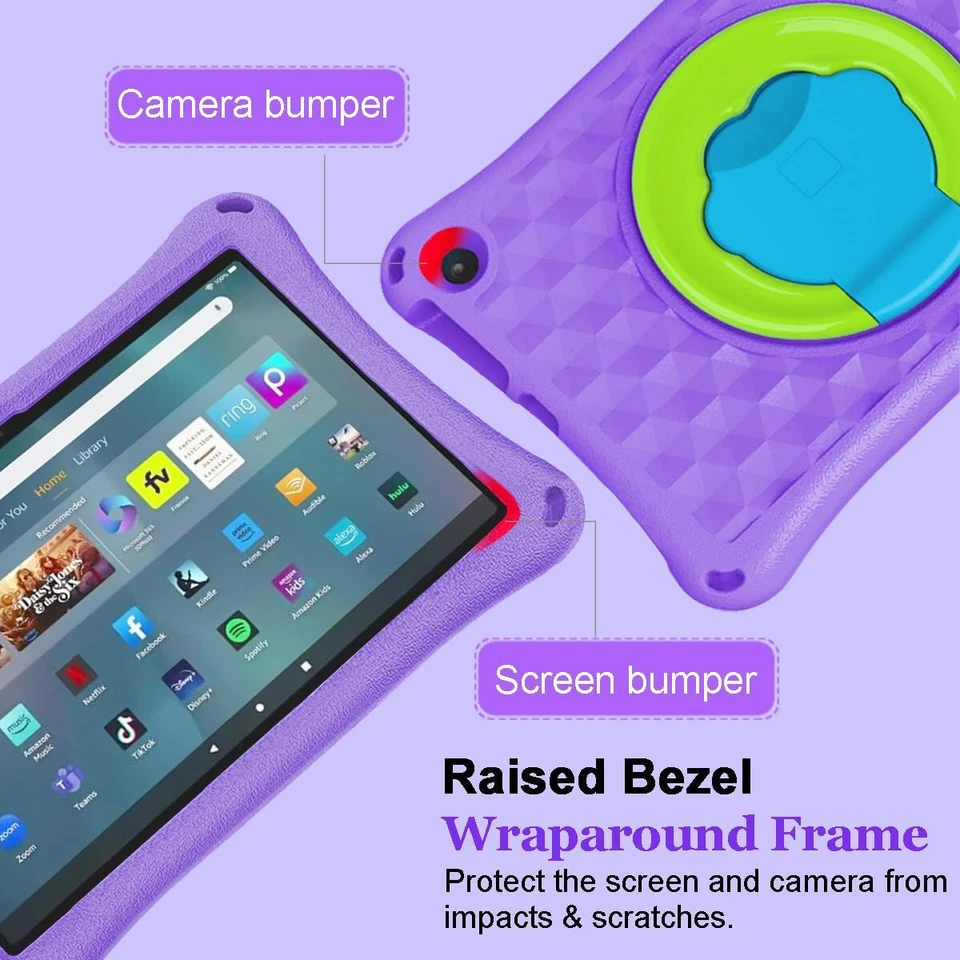 Riaour Kids Case for 10" Tablet 2023/2021 Shockproof Anti-Slip Purple Cover - Image 2 of 4