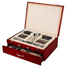 72Pc Cutlery Utencils Set Stainless Steel With Wooden Case High Quality Kitchen