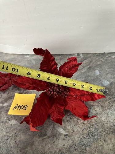 2 Glitter Red FloralPoinsettia Clips For Tree Garland Etc Valerie Parr Hill New - Picture 10 of 16
