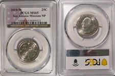 2019 W San Antonio Missions NP Quarter 25c PCGS MS65 West Point