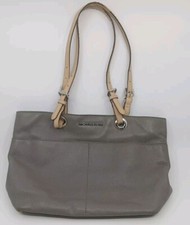 Michael Kors Bedford Pebbled Leather Medium Pocket Tote Shoulder Bag Gray