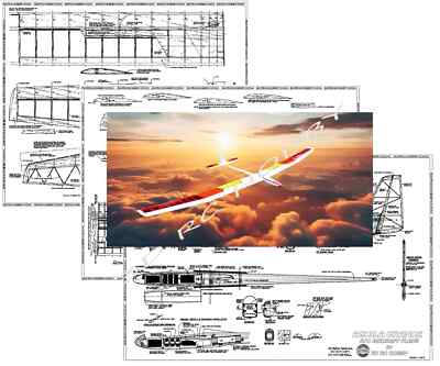 GIANT SCALE Aquila Grande Sailplane 308'' 26ft WS RC Model Airplane Plans PRINTED