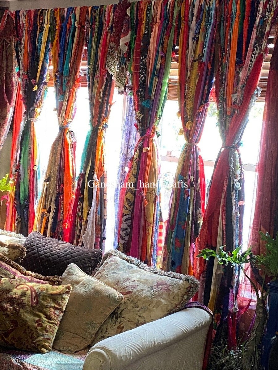 50 Strands, Bohemian gypsy rag Window Bohemian Valance Indian