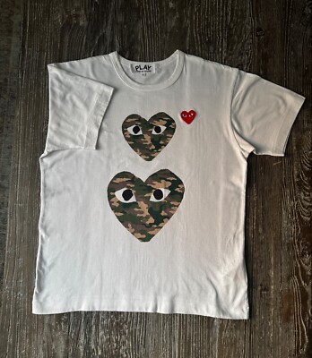 Comme Des Garçons Play Camo Heart T Shirt Size Large UK
