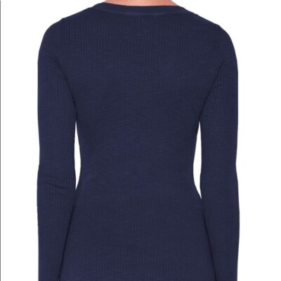 SUNDRY Women's HENLEY LONG SLEEVE Dark navy Blue