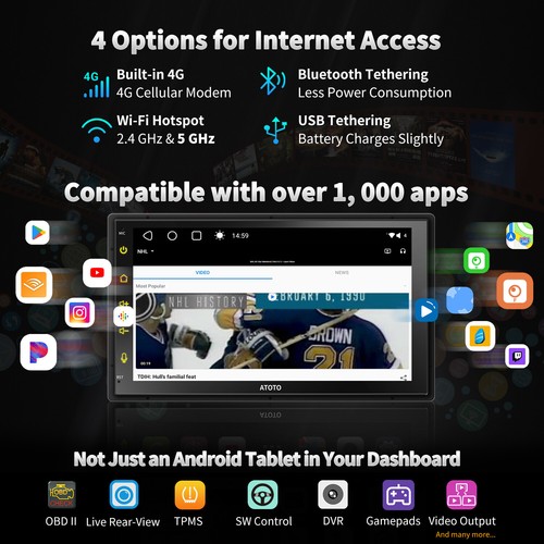 Radio Coche ATOTO S8 7" Android Doble DIN Bluetooth 4G LTE Inalámbrico CarPlay 4+32G - Imagen 3 de 12