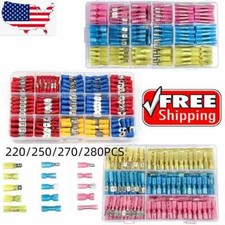 220/280PCS Insulated Heat Shrink Cold Crimp Wire Spade Connectors Terminals Kit