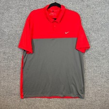 Nike Shirt Mens XL Red Gray Golf Polo Sport Performance Stretch Short Sleeve