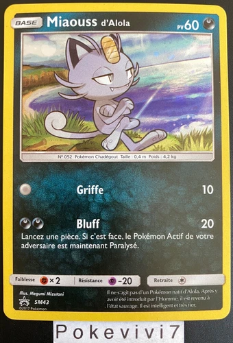 Pokemon Card Alola MEOW SM43 PROMO HOLO Sun and Moon SL FR