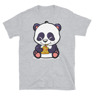 Panda Bear Eating Pizza Cute Kawaii Pepperoni Foodie Short-Sleeve Unisex T-Shirt