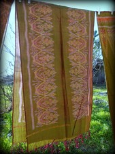 Thail&auml;ndischer handgewebter Seidentuch Textil Vintage ca. 70er Jahre Thailand