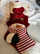 3D Plush Snowman Christmas Stocking Scarf Felt Country 19" -LOCATED XO3