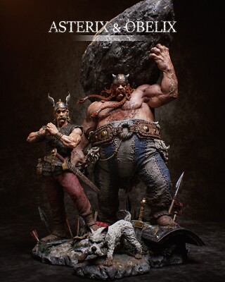 Asterix Obelix Diorama Modell Resin zum Zusammenbauen und Bemalen Figur