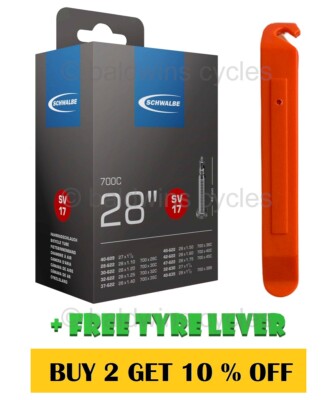 SCHWALBE SV15 700 x 23c Presta Inner Tube 40mm Long Valve FREE
