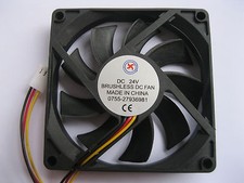 2 pcs Brushless DC Cooling Fan 9 Blade 24V 8015S 3Wire Sleeve Bearing 80x80x15mm