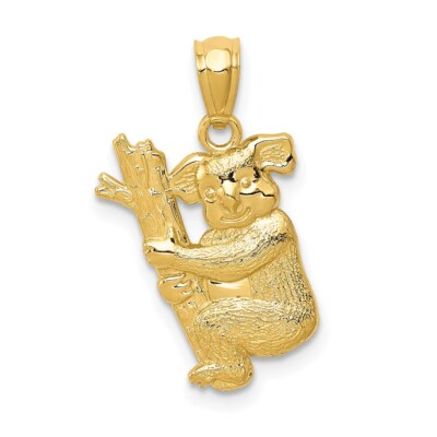14K Koala-Anhänger mit Gelb-Gold-Textur