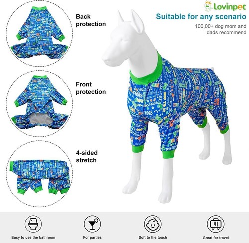 LovinPet Hunde Pyjama Schlafanzug Body Pitbull Kleidung Operation Erholung für große Hunde - Bild 3 von 6