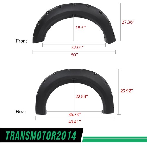 Fit For 09-14 Ford F150 Black Pocket Rivet Style Fender Flares Wheel Cover 4PC - Picture 3 of 9