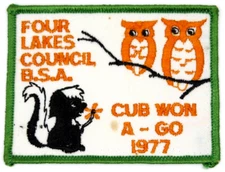 Vintage 1977 Cub Won-A-Go Patch Four Lakes Council Patch Wisconsin Skunk WI BSA