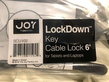 NEW  Joy Factory LockDown Key Cable Lock 6' for Tablets and Laptops