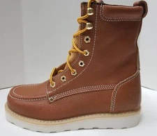 Mens Rhino 82T06 Leather Butternut 8" Soft Toe Moc Toe Lace Up Work Boots