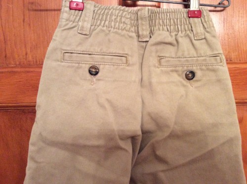 Gap Boys SZ 4 Slim Flat Front Khaki Pants Half Elastic Waist Barely worn - Picture 3 of 4