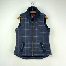 Jack Murphy Tweed Gilet Womens 14 Blue Check Moon Wool Body Warmer Country Vest