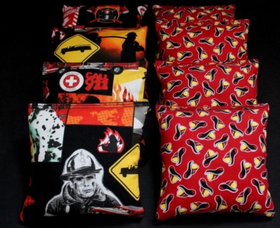 FIRE DEPT RESCUE TEAM  FIRE HELMETS DEPT 8  ACA Regulation Corn Hole Game Bags