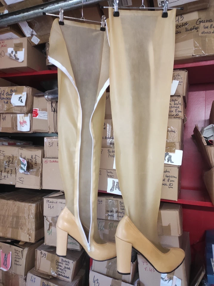 Látex Goma Botas Muchos Colores 11CM Tacón Talla 38-47 Longitud 98CM Poland - Imagen 4 de 4