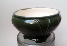 EICHWALD GREEN GLAZED MAJOLICA FLOWER  BOWL 2503 ART NOUVEAU 10 cm
