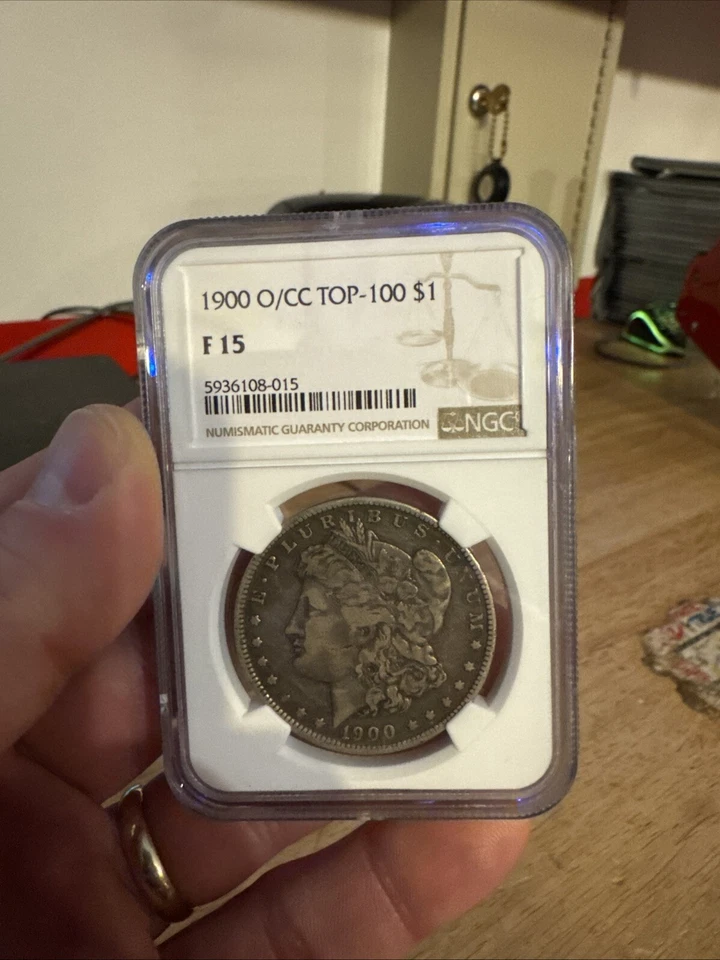 Morgan Silver Dollar NGC F15 Overmint O/CC Mark Coin 1900 Carson City Collector - Image 4 of 4