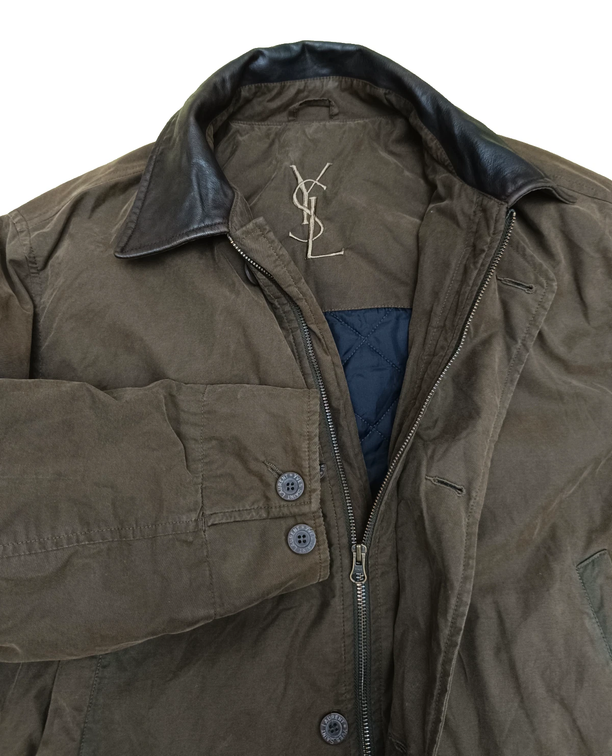 SAINT LAURENT (YSL) YSL Yves Saint Jacket Vintage Laurent Uomo Trench Cappotto Cachi Marrone Cotone Taglia M