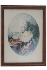 Liebespaar - Goldfischglas - Aquatinta - Art Deko