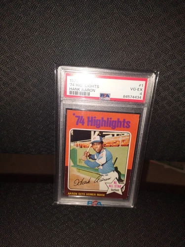 1975 TOPPS HANK AARON HIGHLIGHTS GRADED PSA 4