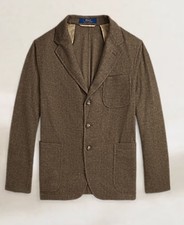 Polo Ralph Lauren Blazer Mens 44R Brown Modern Fit Herringbone Tweed Sport Coat