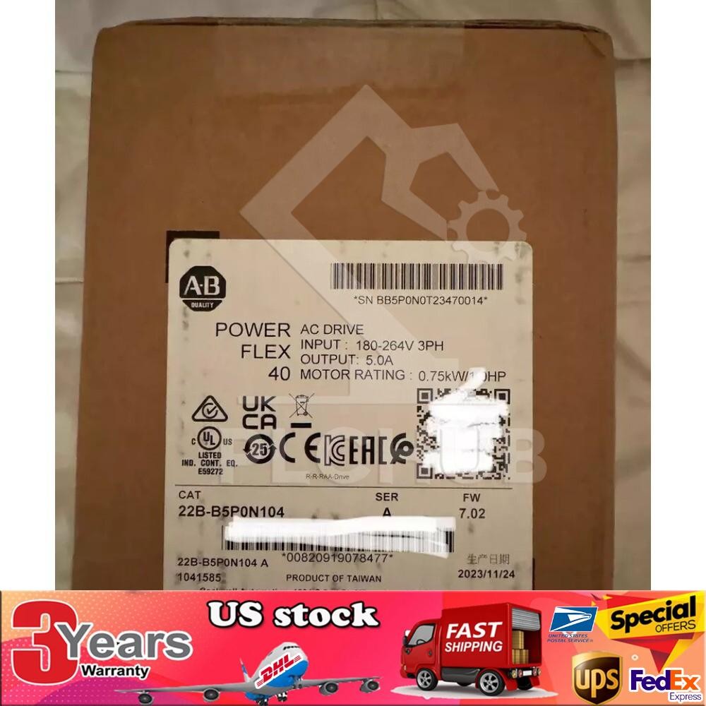 22B-B5P0N104 Allen-Bradley PowerFlex 40- 0.75 kW (1 HP) AC Drive US Free Tax