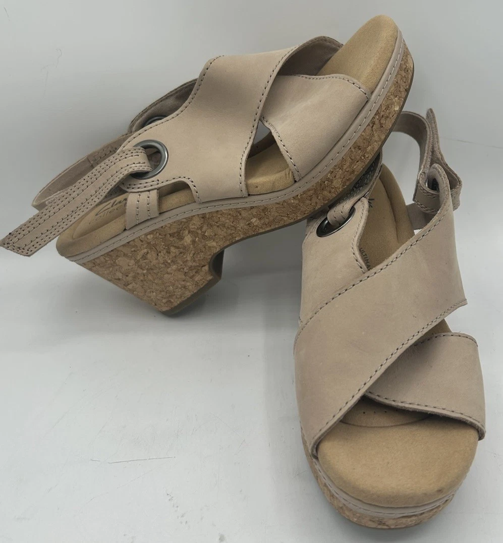 CLARKS Clark’s Giselle sandali casual in pelle con passanti beige da donna taglia 7