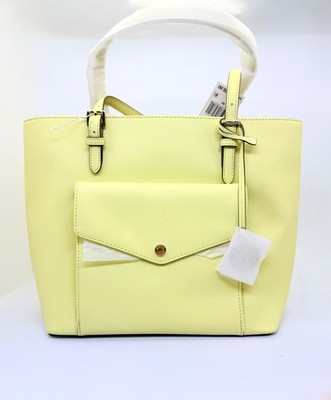 Michael Kors Jet Set Saffiano Leather Bag BUTTERCUP Tote Front Pocket NEW $228